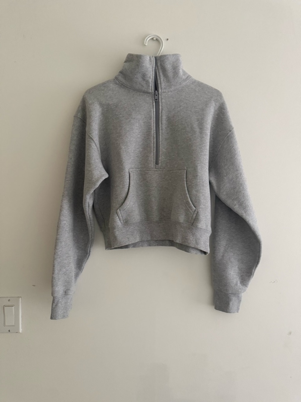 TNA sweat fleece Heather Gray Half-Zip boyfriend fit Sweatshirt XS